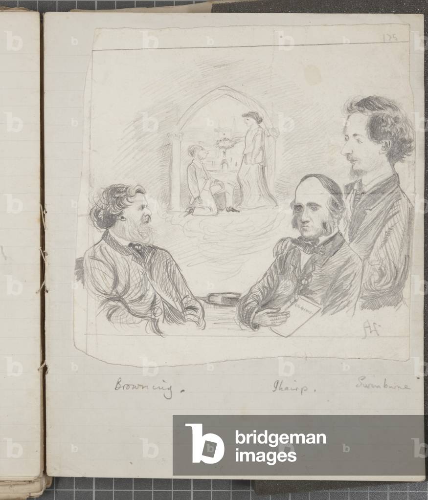 Ms. 30141, p175, Sketch of Three Gentlemen (pencil on paper)