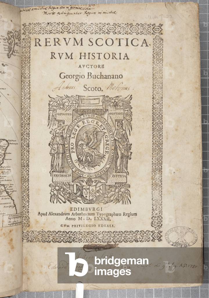 Title page of Rerum Scoticarum Historia, by George Buchanan (engraving)