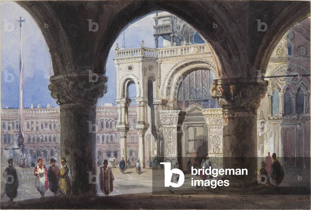'Church and Piazza San Marc at Venice', pasted in to Thomas Moody's Journal of a tour through Switzerland and Italy, 1822 (w/c on paper)
