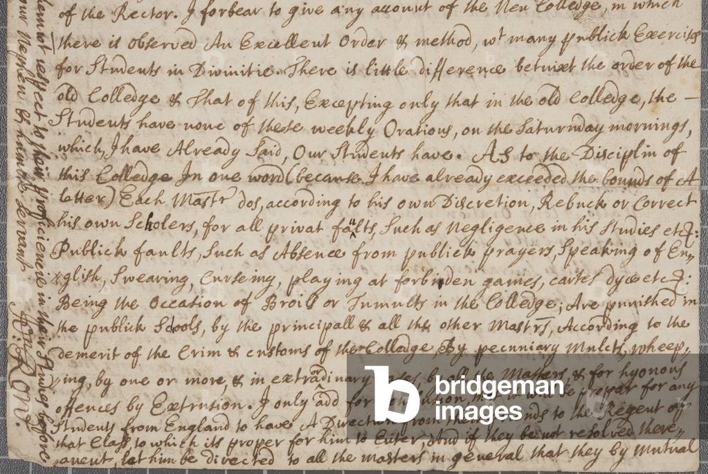 A letter from John Row, a student at St Andrews, to his uncle, 1691 (pen & ink on paper)