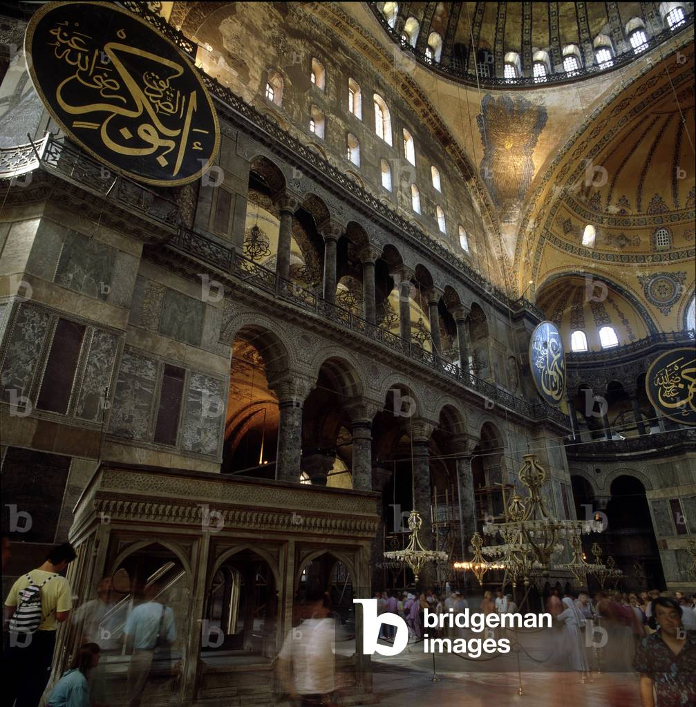 Interior of the Basilica of Hagia Sophia (Hagia Sofia). 563 Istanbul.