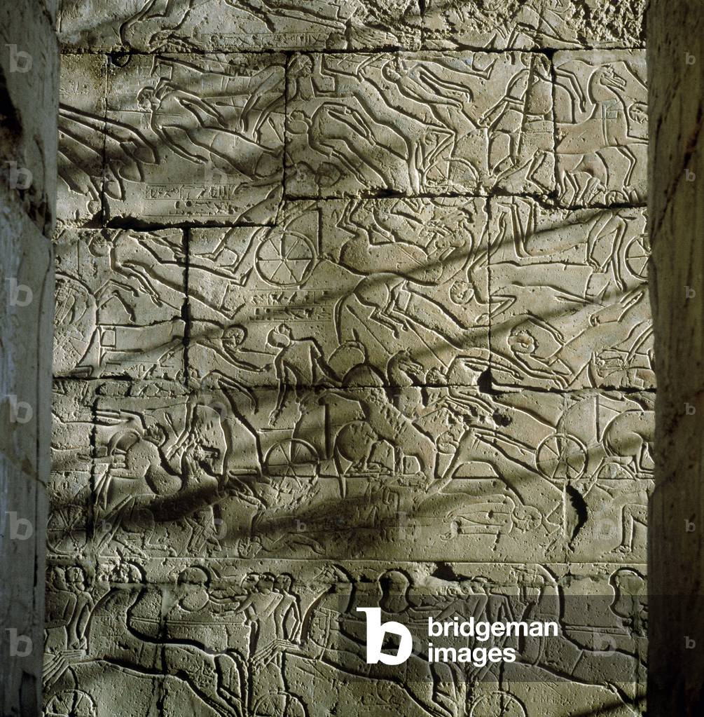 Thebes: Ramesseum (Ramasseum), Battle of Qadesh between the troops of Ramses II and the Hittites, 1274 BC.
