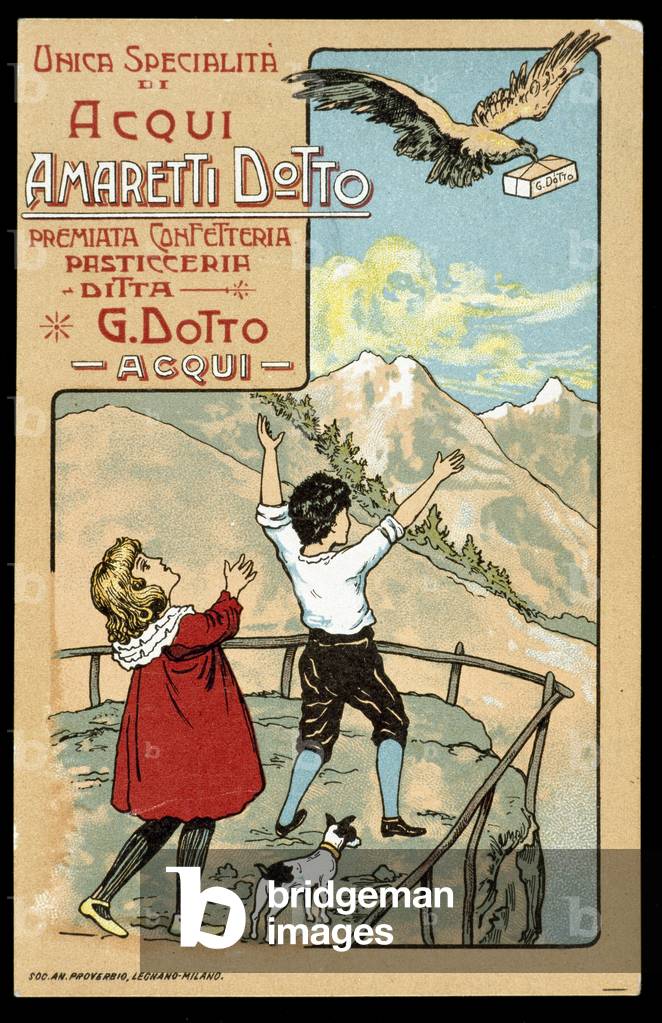 Italian advertisement for pastries and confectioneries Amaretti Dotto d'Acqui, 1920