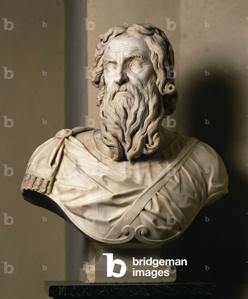 Bust of St. Peter. Baroque sculpture by Nicolas (Nicola) Cordier (1567-1612). Church of San Sebastiano fuori le mura, Rome.