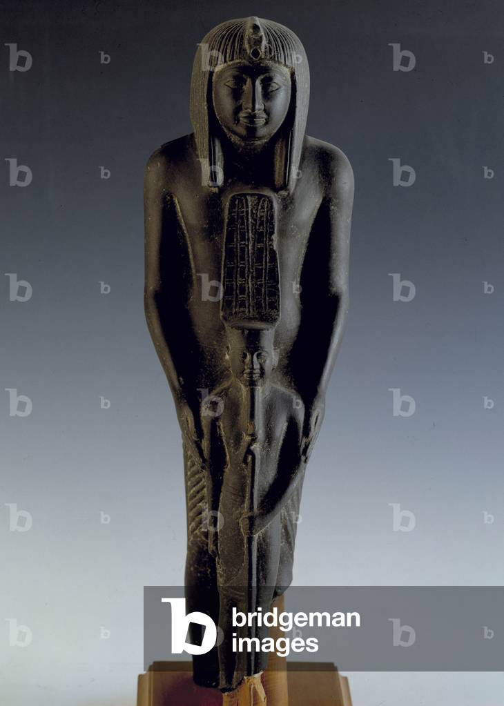 Egyptian antiquite: statue depicting the pharaoh Ramses VII (1135-1128 BC) with the deity Amon. 20th dynasty, New Empire. coming from Karnak. Museum of Egypt, Cairo