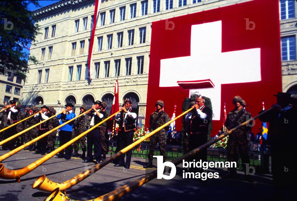 Alphorn Musicians, Independence Day, Zurich, Switzerland (photo)