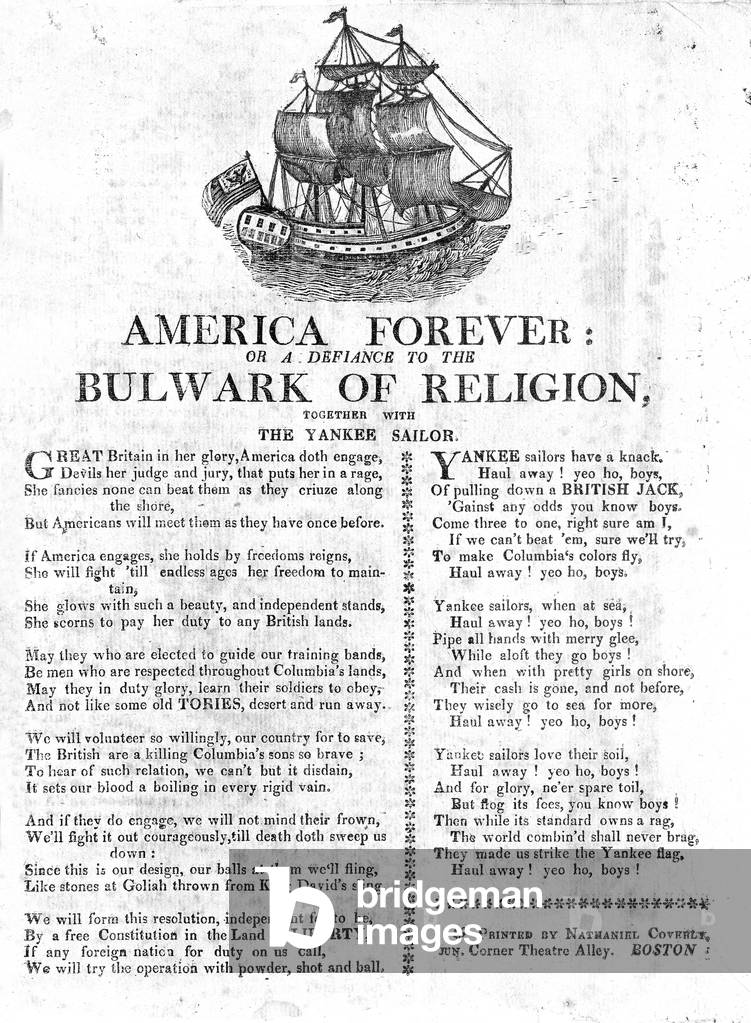 America Forever or a Defiance to the Bulwark of Religion, together with the Yankee Sailor (newsprint)
