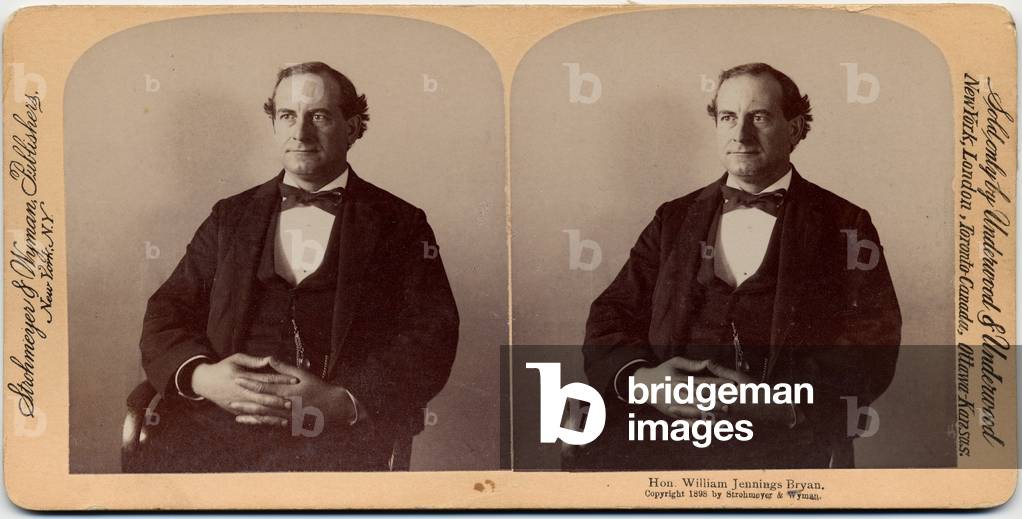 William Jennings Bryan (1860-1925), American politician, 41st US Secretary of State (stereo photo)