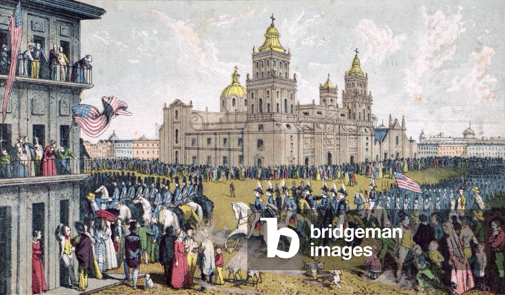 The Occupation of the Capital of Mexico by the American Army, 1846-48 (colour litho)