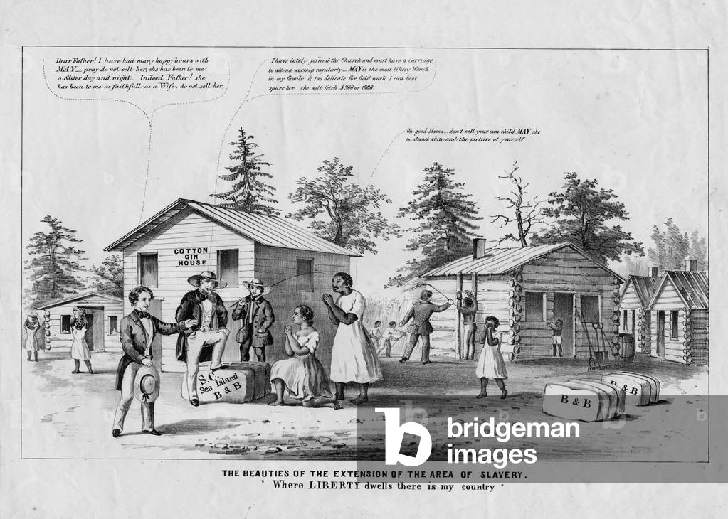 Le bellezze dell'estensione dell'area della schiavitù. «Dove abita la libertà c'è il mio paese», c.1850 (lito)