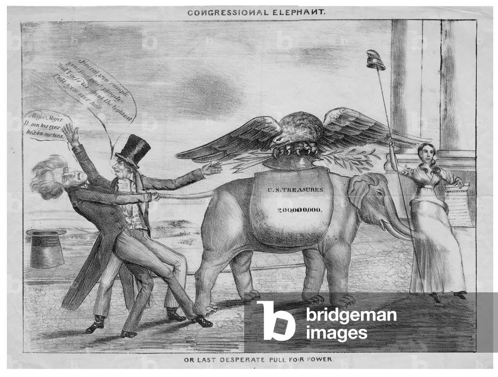 Congressional elephant, or, Last desperate pull for power, c.1832 (litho)
