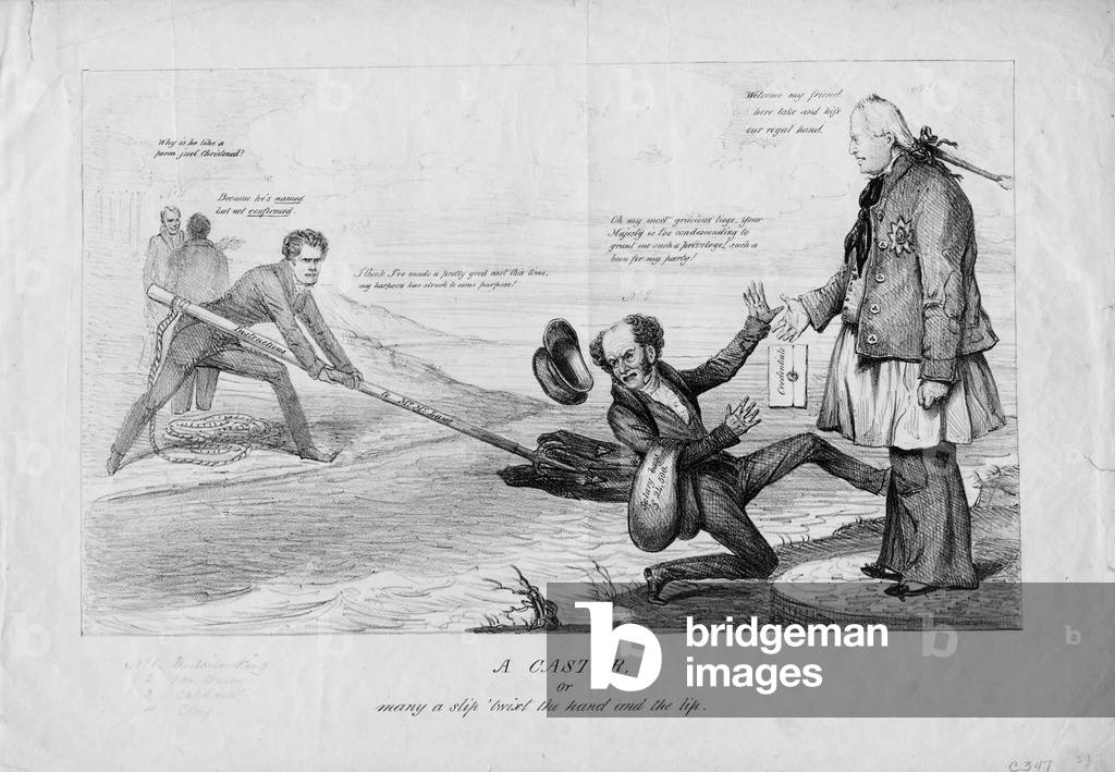 A caster, or, many a slip 'twixt the hand and the lip, c.1831 (litho)