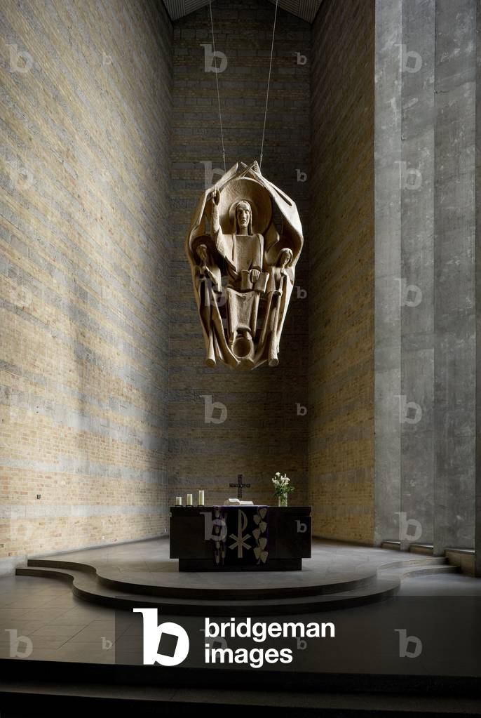 Sculpture of The Coming of the Lord, by Helmut Amman,  suspended from the ceiling above the altar at St Johns Church, Wurzburg, Bavaria, Germany (photo)