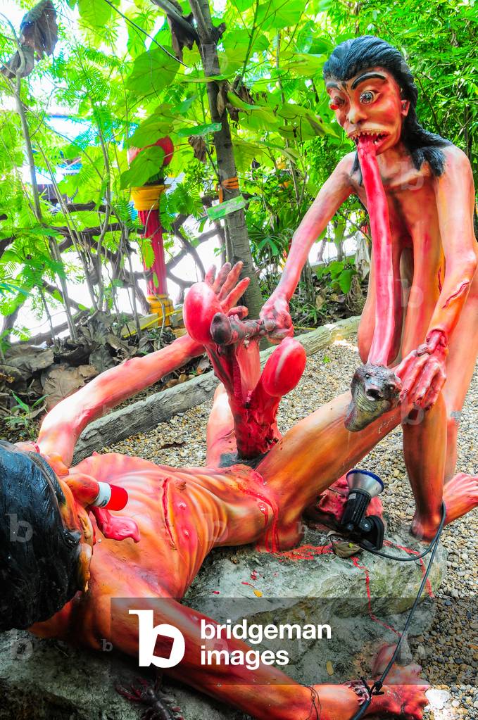 Axed manhood, Buddhist garden of Hell, Wat Mae Kaet Noi, near Chiang Mai, Thailand (photo)
