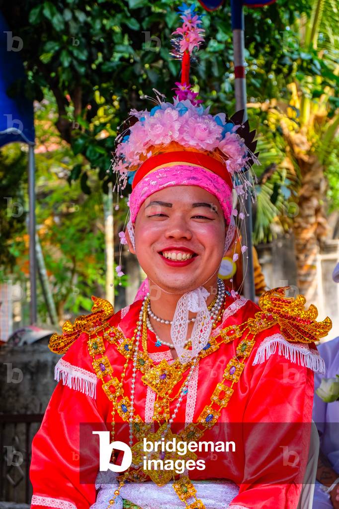 Novice monk, Poy Sang Long (Shan ordination ceremony for boys aged 7-14); Wat Pa Pao, Chiang Mai, Thailand. 