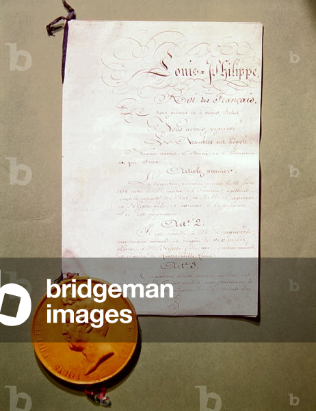 Law proclaiming the purchase by France of the rights to the photographic inventions of Daguerre & Niepce, 7th August 1839 (pen & ink on paper)