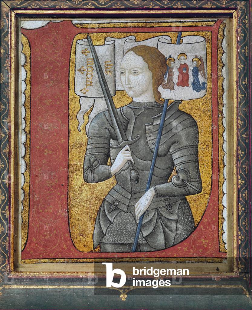 Immagine di Miniatura "Iniziale istoriata raffigurante Giovanna d'Arco (1412-31)", 15th Secolo di Franco-Flemi