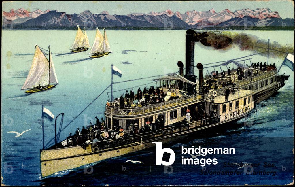 Starnberg Lake, Steamer Starnberg, Sailboats, Mountains
