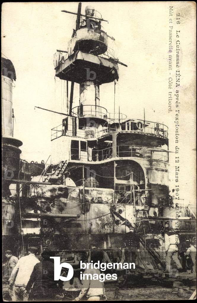 The Jena Cuirasse after the explosion, 12 March 1907