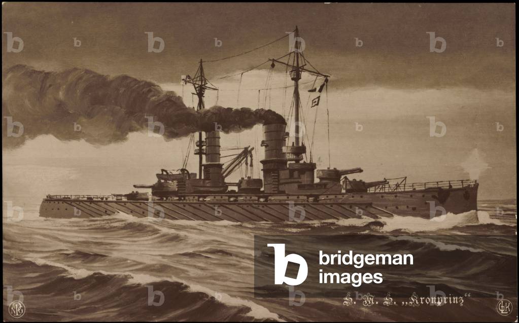 Artist warship Crown Prince in motion, steam