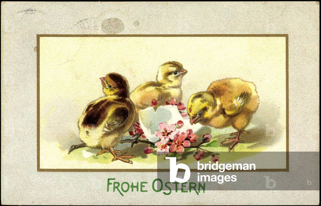 Embossing congratulations Easter, chick hatching