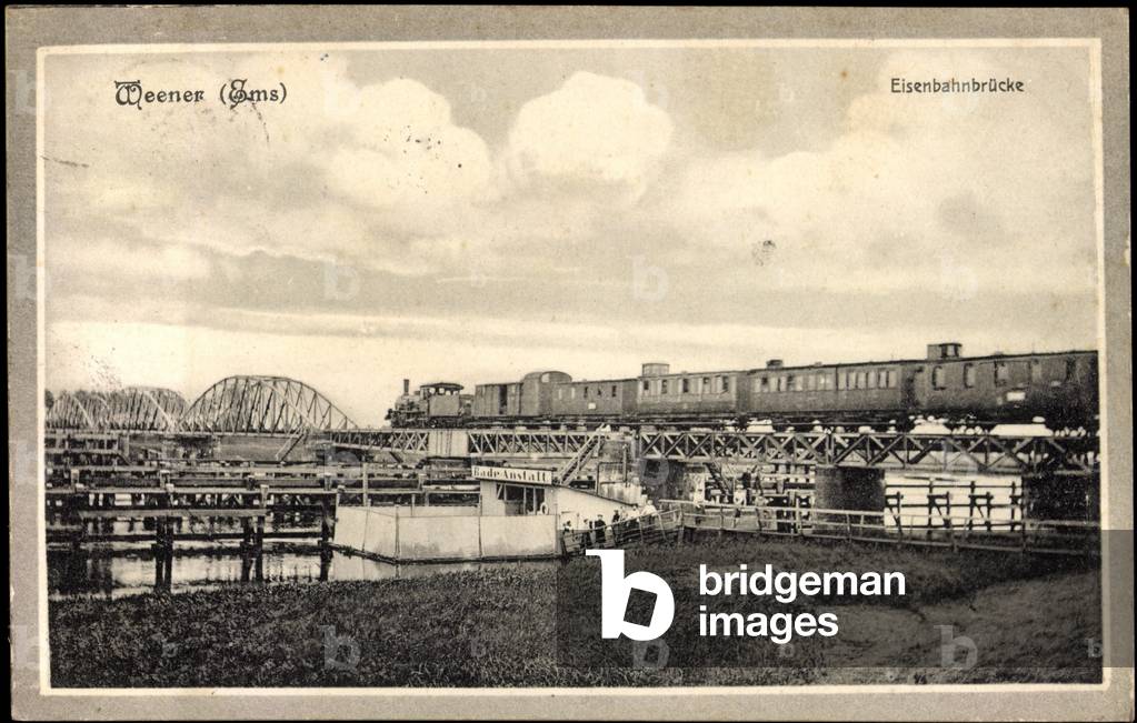 Weener Ems, view of the railway bridge, railway