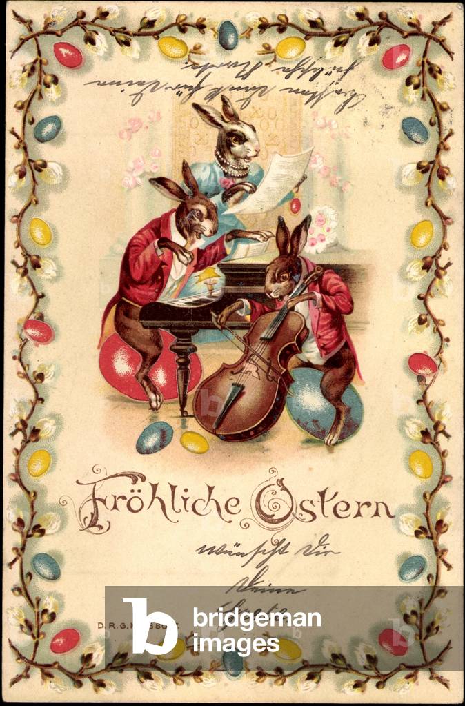 Stop against the light congratulations Easter, rabbits, music