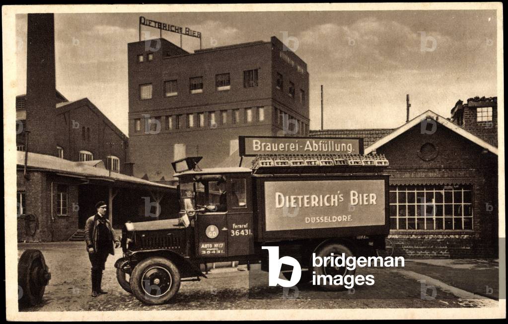 Düsseldorf, truck with advertising Dietrich's beer