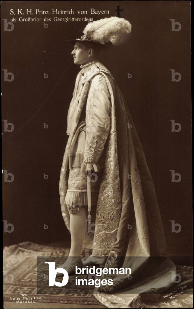 Ak S.K.H. Prince Henry of Bavaria as Grand Prior of the Order of Georgia (b/w photo)