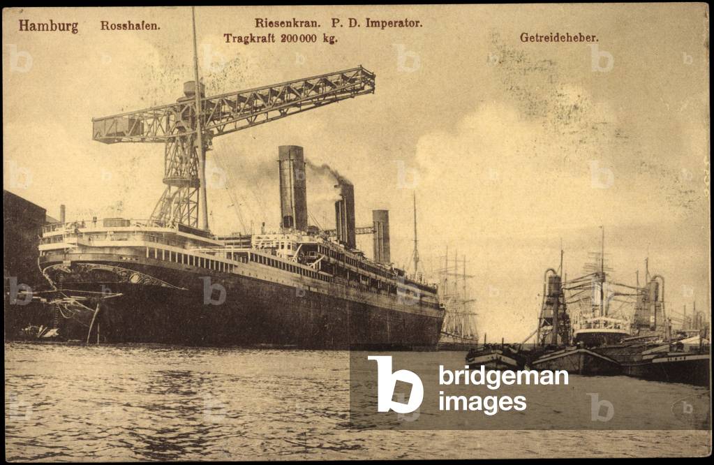 Hamburg, Rosshafen, Giant Crane, Steamer Emperor