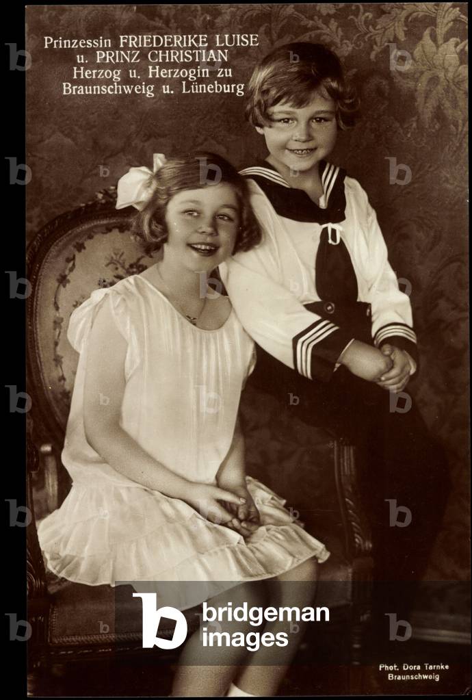 Ak Princess Friederike Luise, Prince Christian zu Braunschweig Lüneburg (b/w photo)