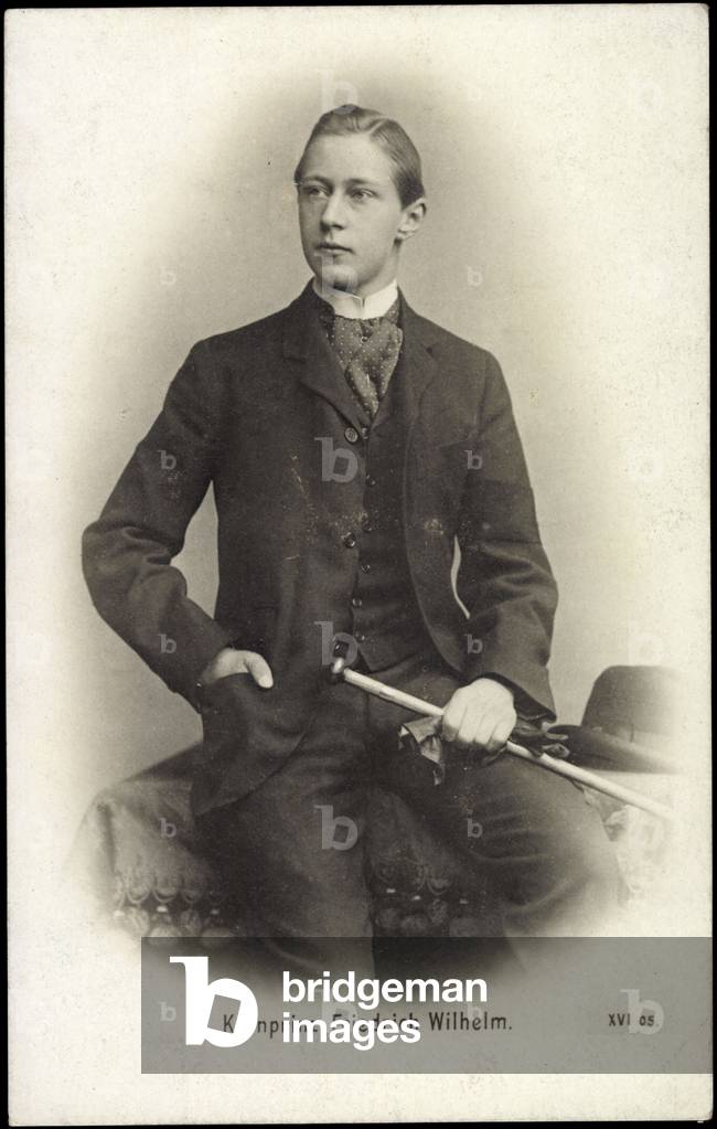 Ak Crown Prince Frederick William of Prussia, Young Years (b/w photo)