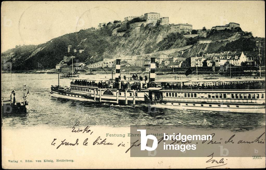 Koblenz, steamship, fortress Ehrenbreitenstein