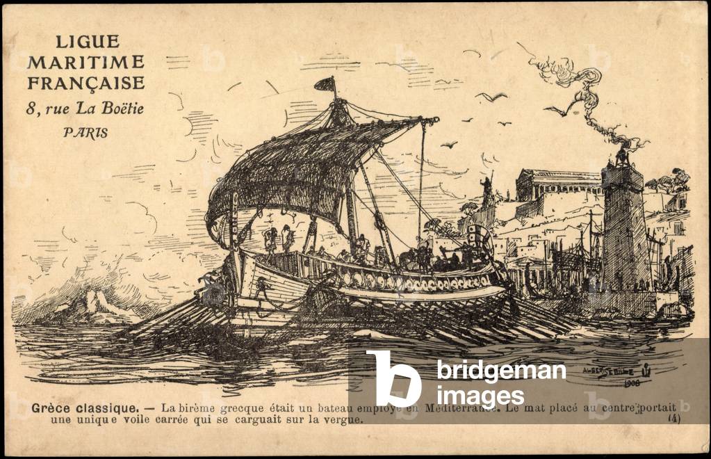 Artist Ancient Greece, sailing ship, rower