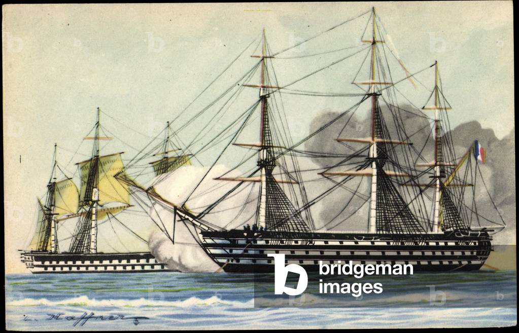 Artist Haffner, L., Sailing Ships, Vaisseaux, Combat