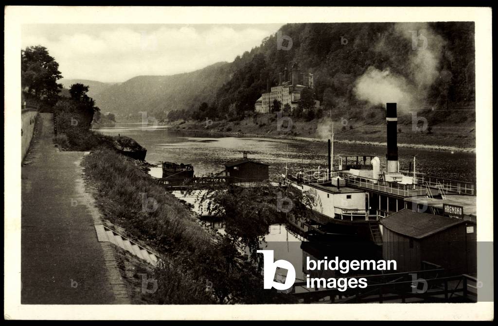 Hrensko Region Aussig, steamship Miroslav Tyrs, Elbe