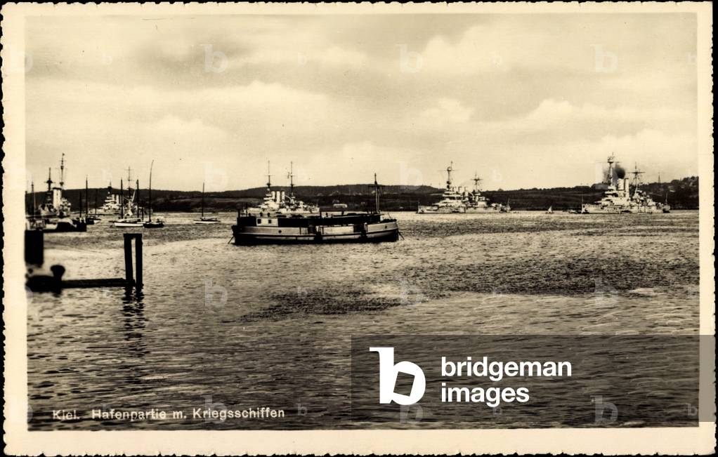 Kiel, Harbor Party, German Warships at Anchor