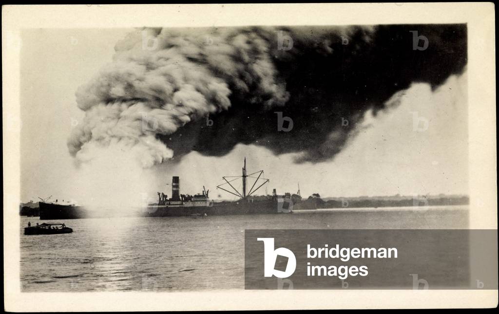 Burning Steamship at Delagoa Bay, Maputo, Mozambique