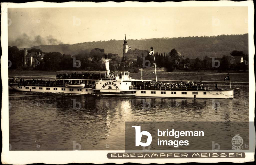 Elbe steamer Meissen, barge, Elbe, Hahn 11824