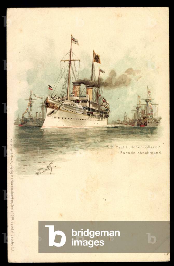 Artist Litho S.M. Yacht Hohenzollern, Parade