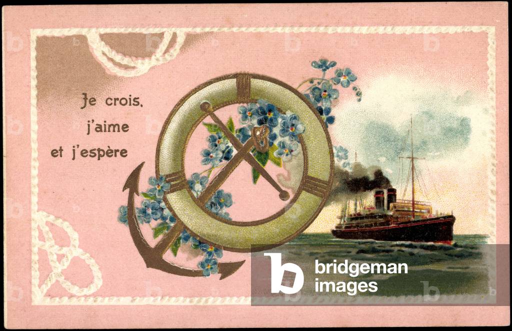 Embossing Litho Anchor, Lifebuoy Steamer