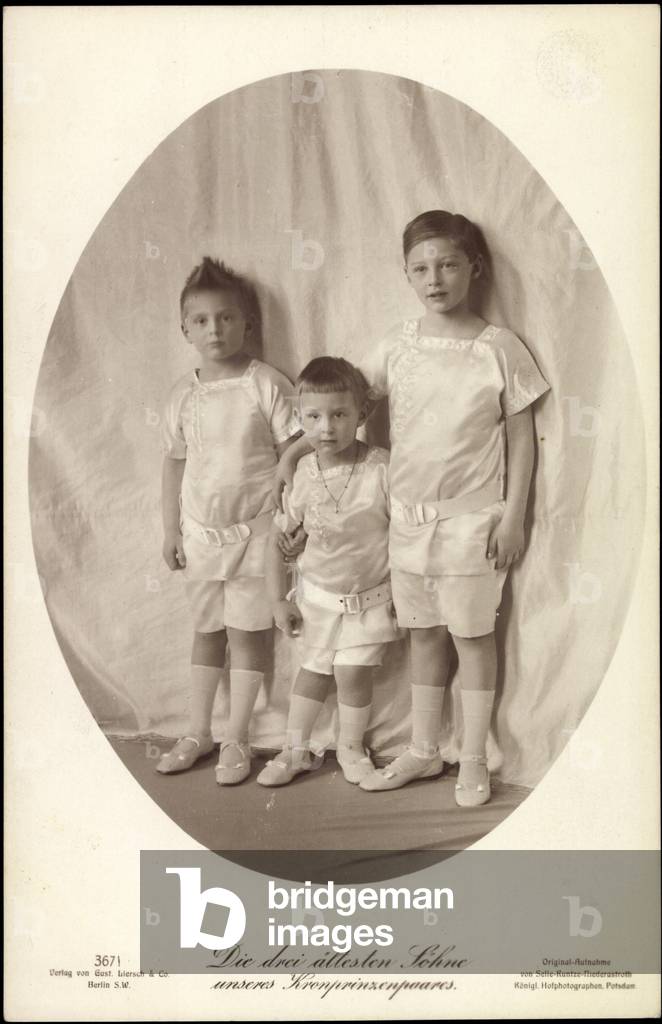 Ak The Three Eldest Sons of the Crown Prince Couple of Prussia, Liersch 3671 (b/w photo)