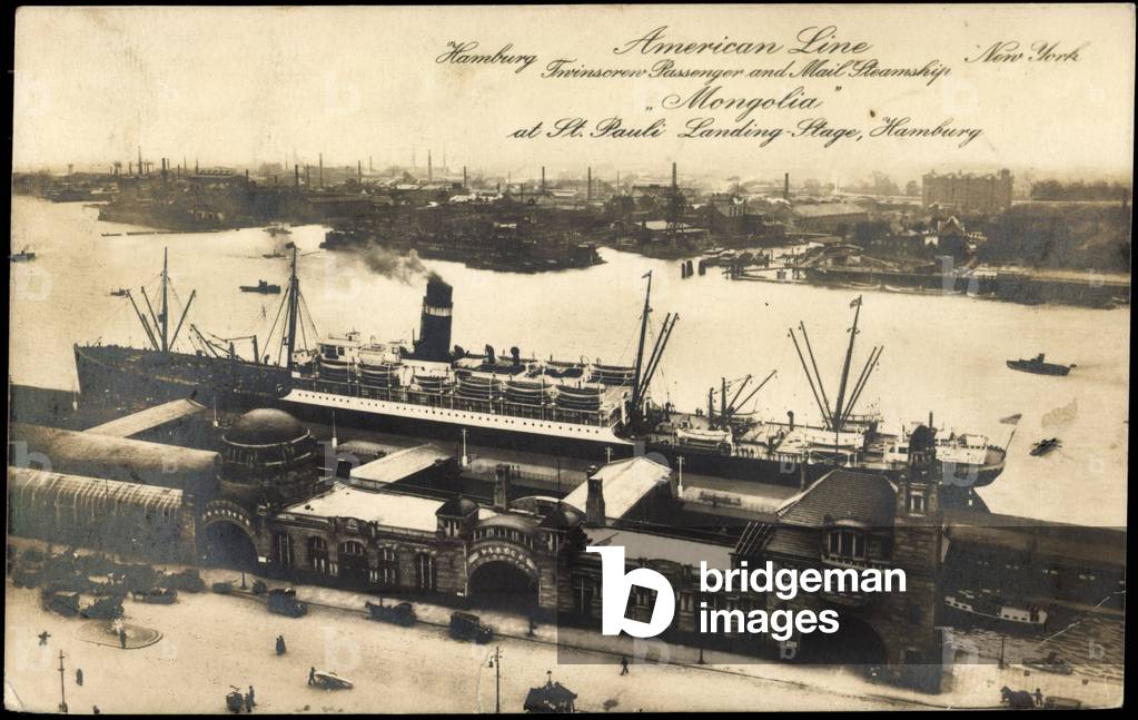 Steamer Mongolia, St Pauli Landing Stage, HAPAG