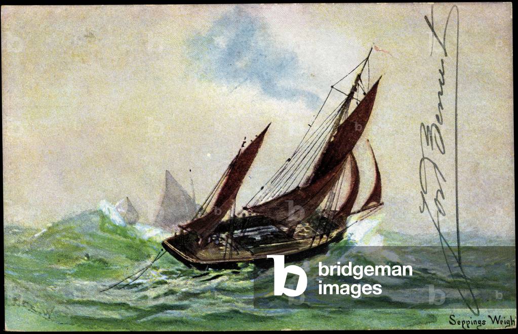 Artist Wright, S., Sailboat, Stormy Sea