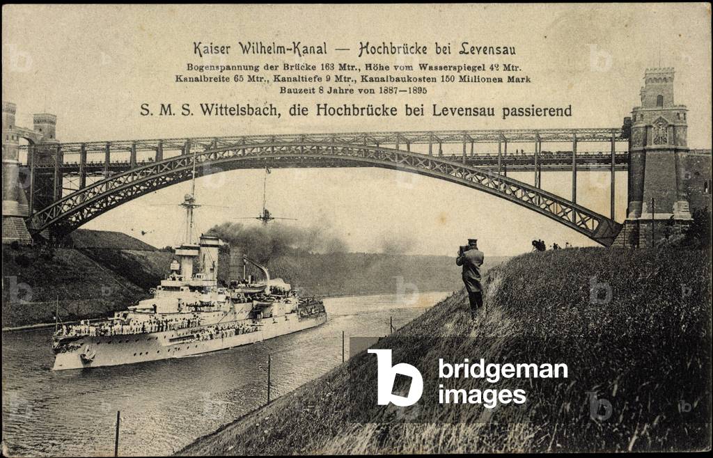 Levensau, SMS Wittelsbach passes high bridge