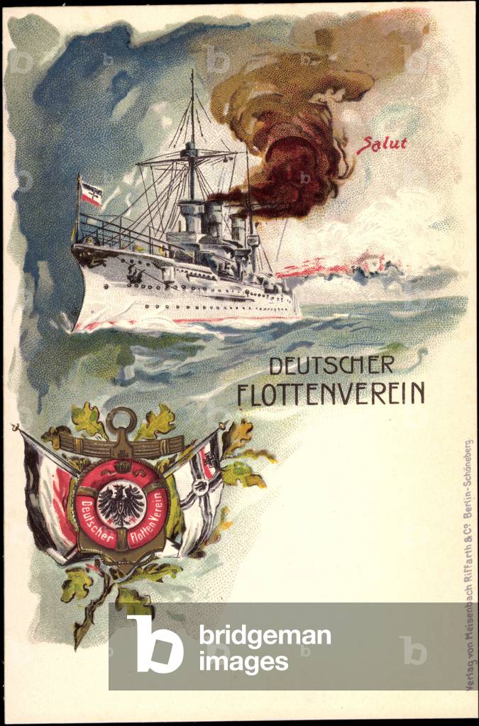 Litho German Warship, German Fleet Association
