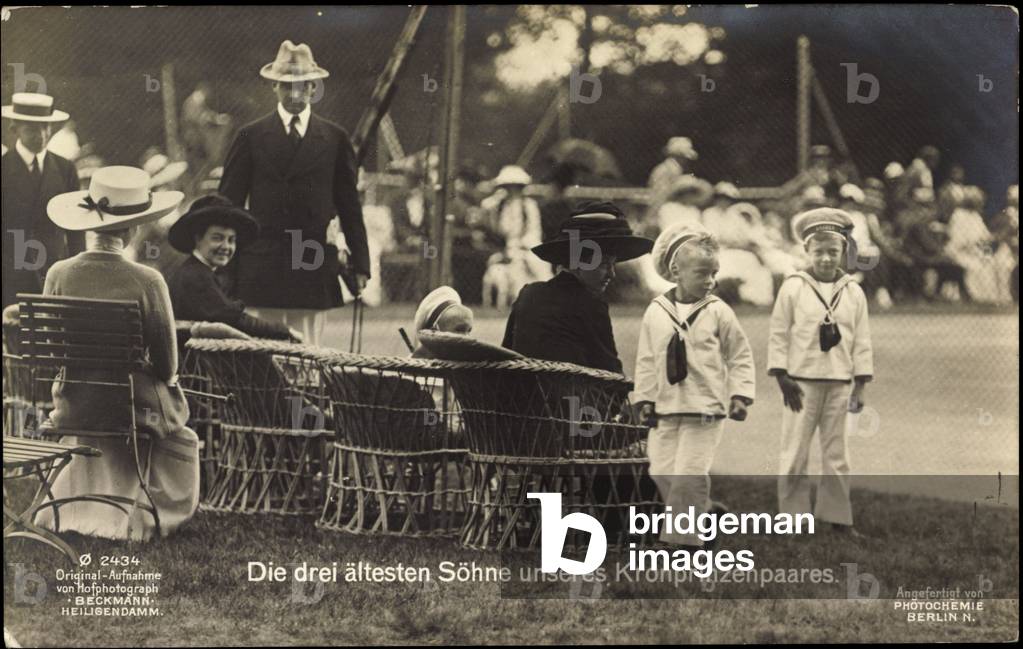 Ak Prince Wilhelm with Prince Louis Ferdinand and Prince Friedrich (b/w photo)