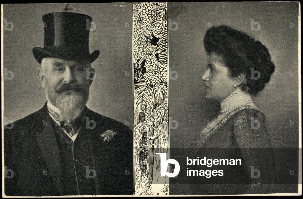 Ak König Wilhelm II von Württemberg, Charlotte zu Schaumburg Lippe (b/w photo)