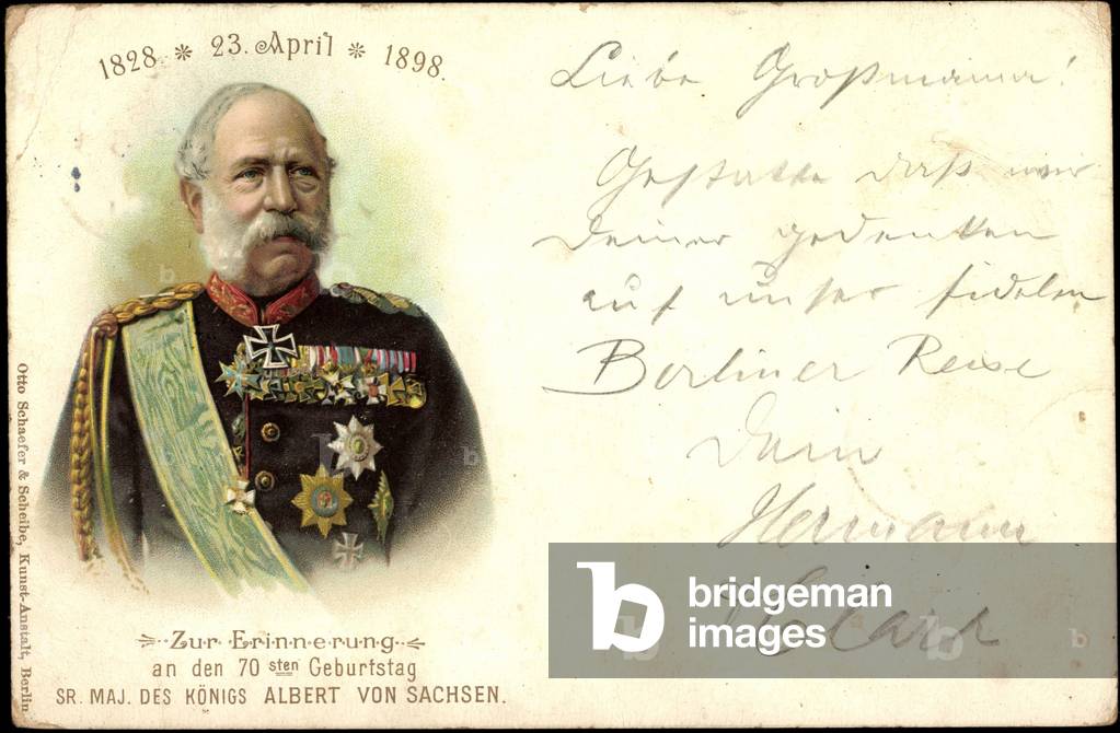 Litho King Albert of Saxony, 70th birthday