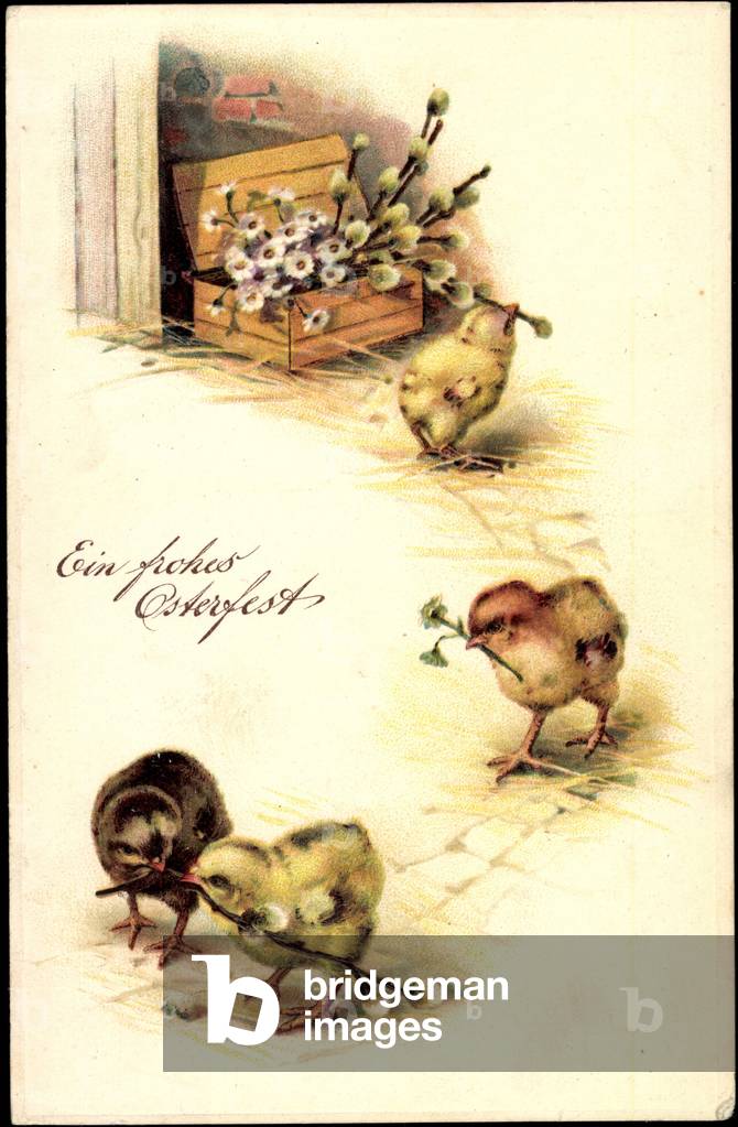 Embossing Congratulations Easter, Chick with Willow Bib